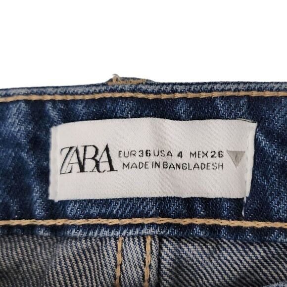 Zara Jeans Womens 4‎ Blue Cargo Straight Leg Bloggers Favorite Side Pockets - Picture 4 of 9